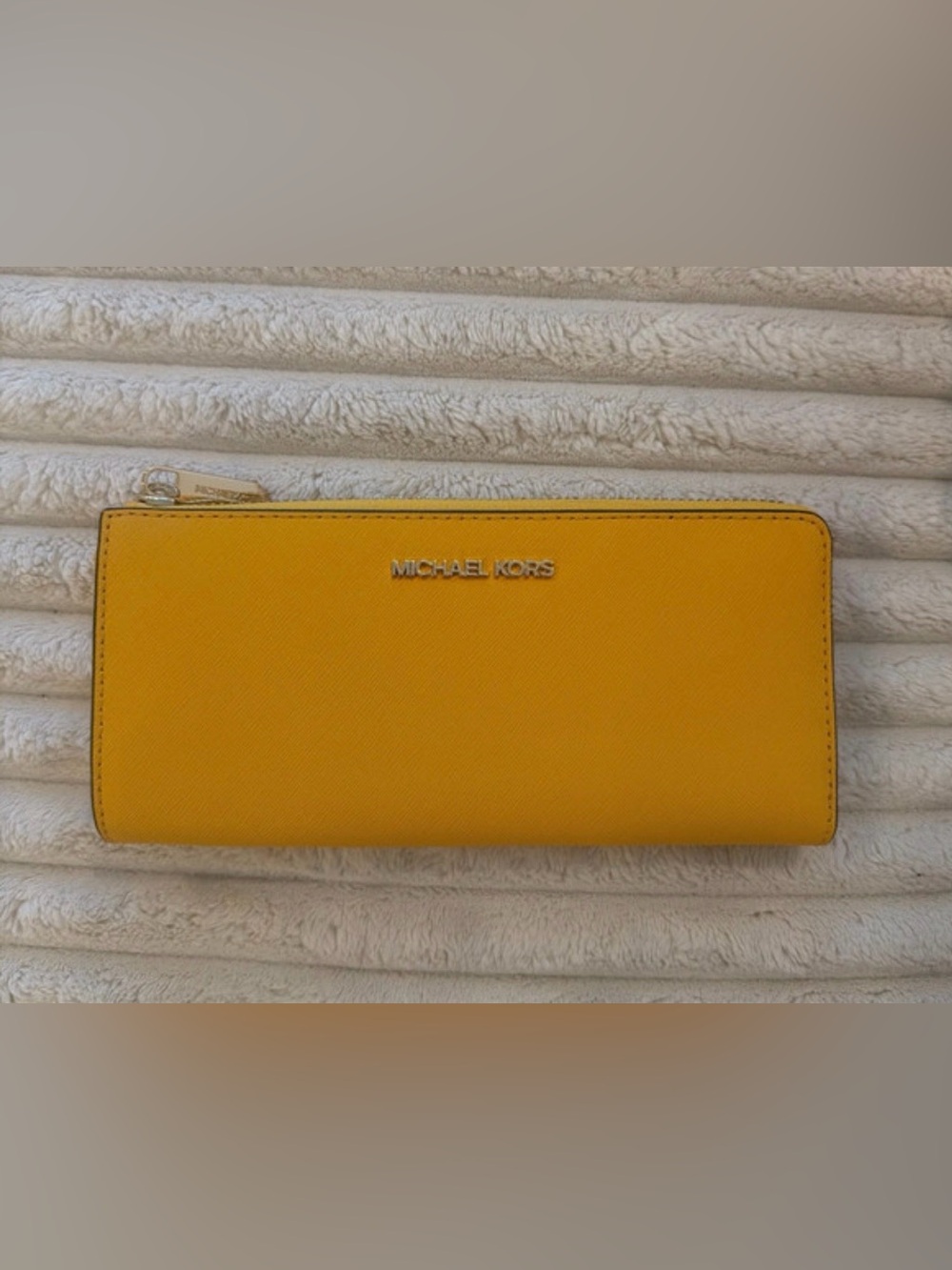 Michael Kors Bright Yellow Saffiano Zip Wallet